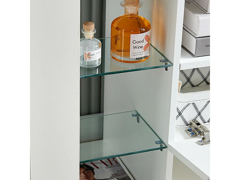 Modern tv-hoekmeubel met LED-licht, modern hoogglans wit tv-meubel, 9 vakken, woonkamermeubilair 100x40x68CM