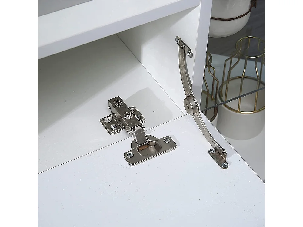 Meuble TV d'angle Moderne à LED Lumière, Banc TV Moderne Blanc Haut Brillant, 9 Compartiments, Meuble Salon 100x40x68CM