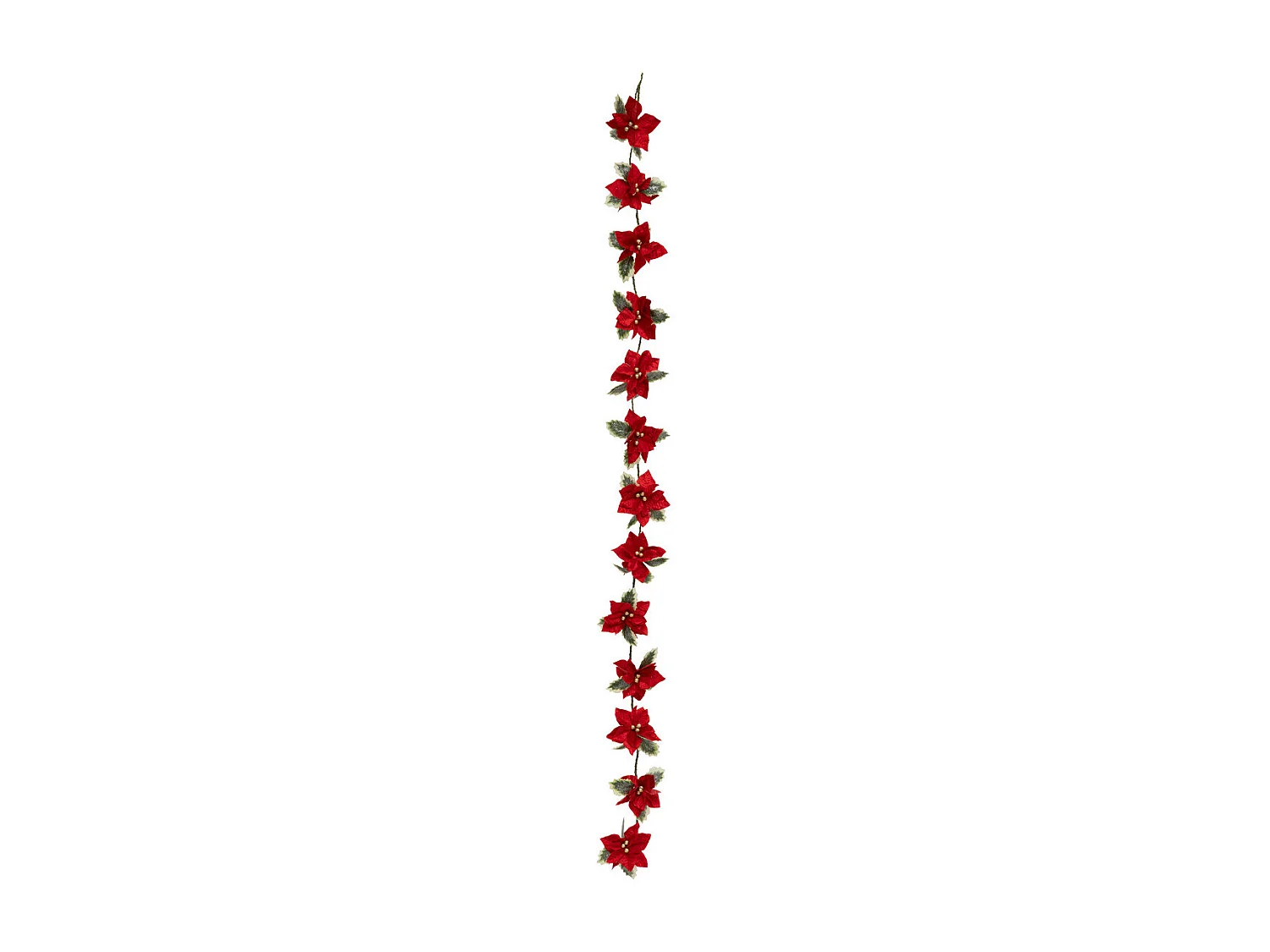Guirlande de Noël Fleurs de Poinsettia Rouge H 180 cm