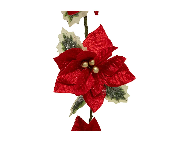 Guirlande de Noël Fleurs de Poinsettia Rouge H 180 cm