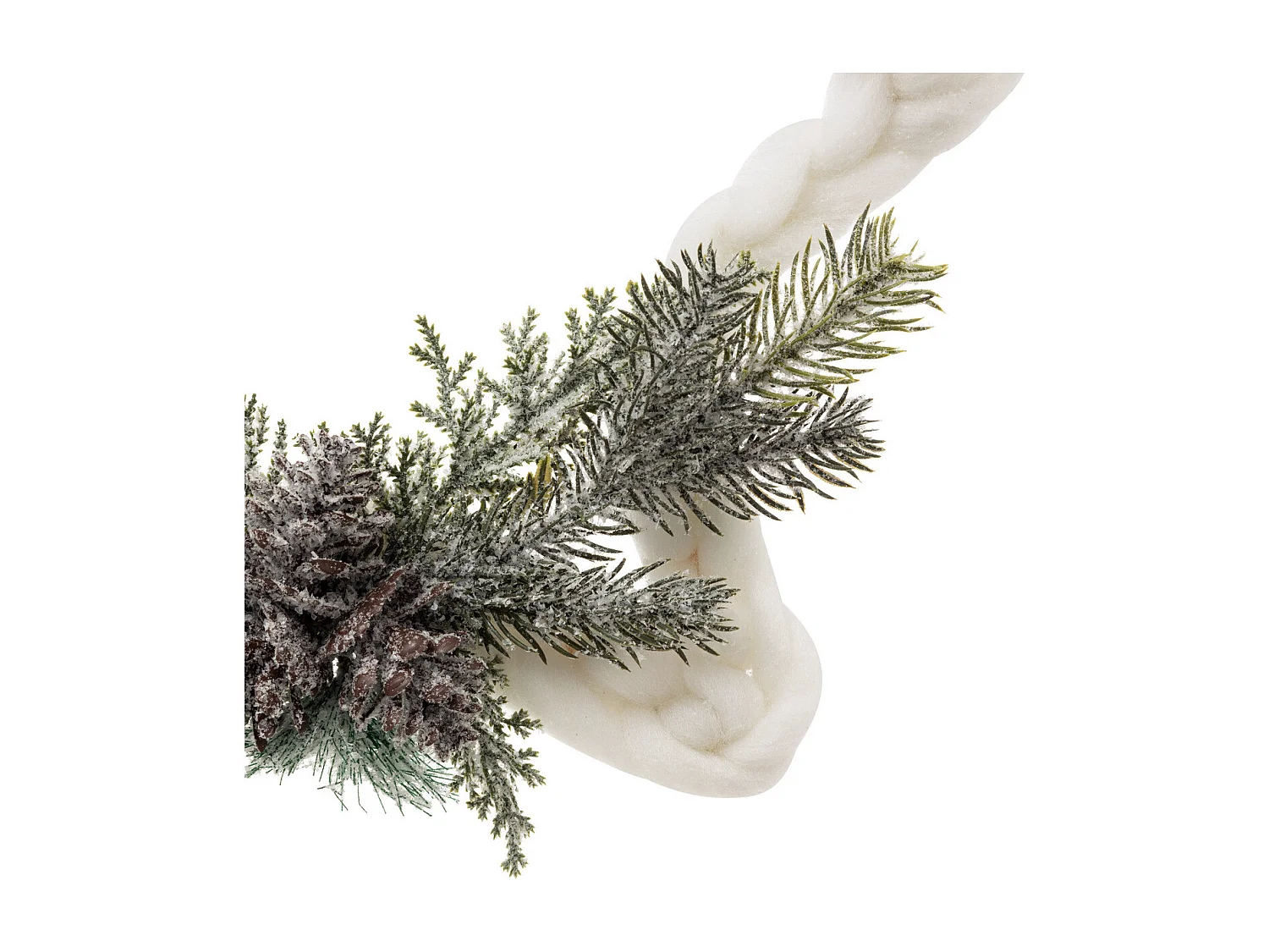 Suspension de Noël Etoile en Laine tressée Branches et Pommes de Pin H 30 cm