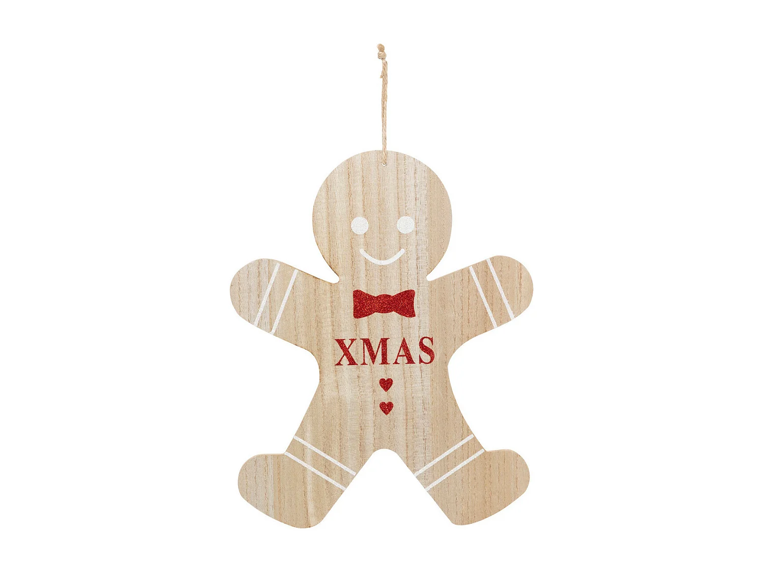 Suspension de Noël Maxi Bonhomme beige et rouge H 35 cm