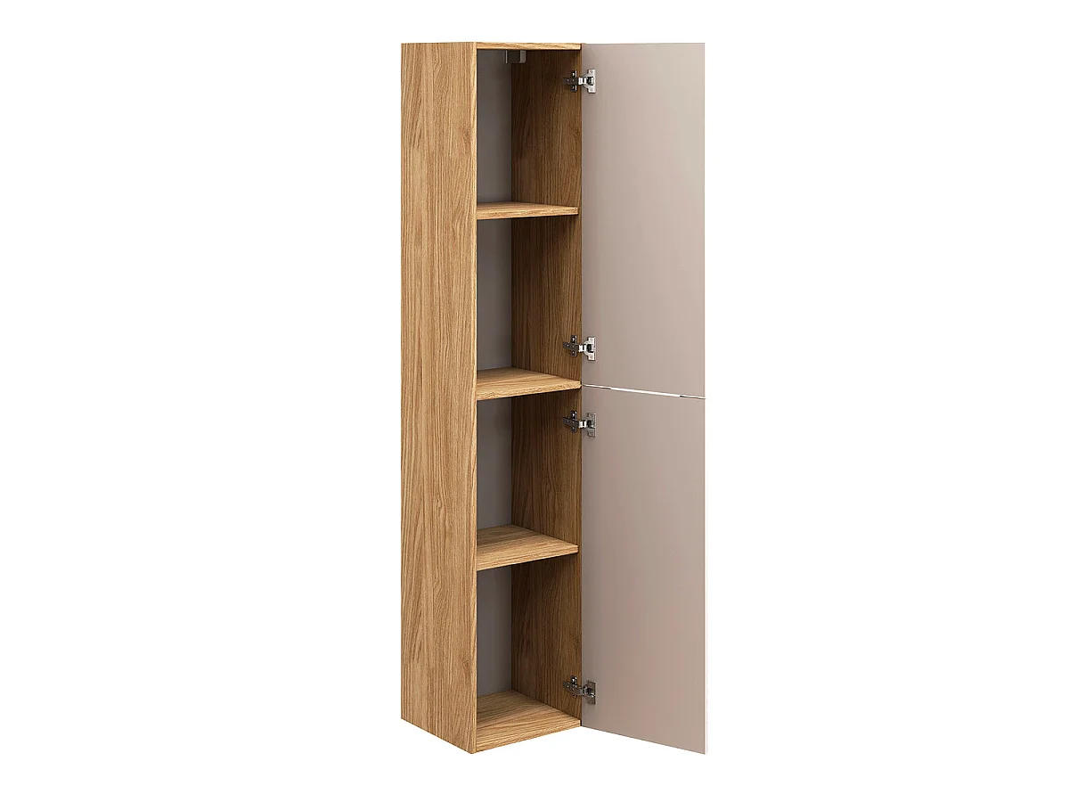 Ensemble meuble double vasque 120cm 4 tiroirs et colonne Elora Beige et bois