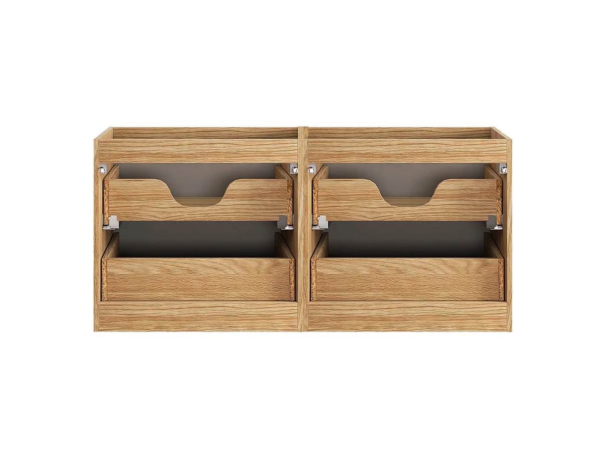 Ensemble meuble double vasque 120cm 4 tiroirs et colonne Elora Beige et bois