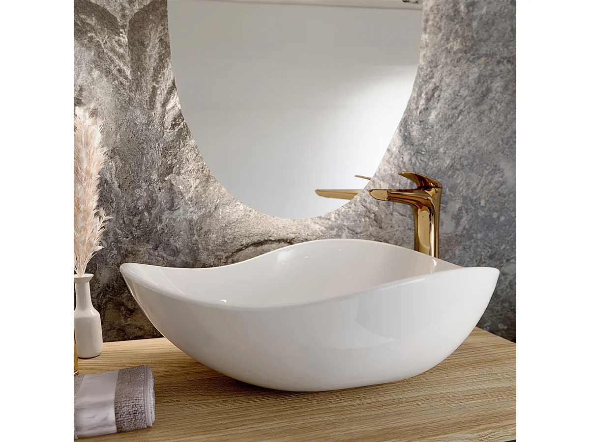 Ensemble meuble double vasque 120cm 4 tiroirs et colonne Elora Beige et bois Cloud