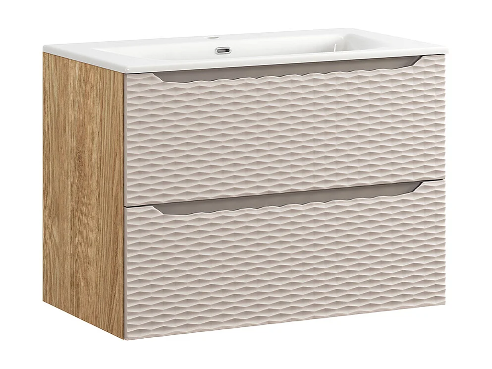 Set di mobili da bagno con lavabo Elora beige e marrone 80cm