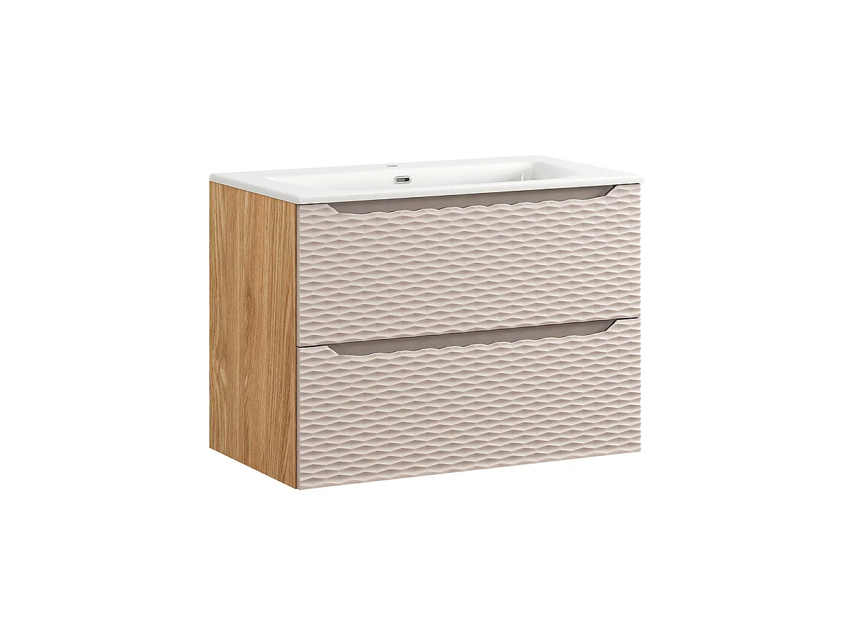 80cm single vanity unit with Elora Beige and wood column