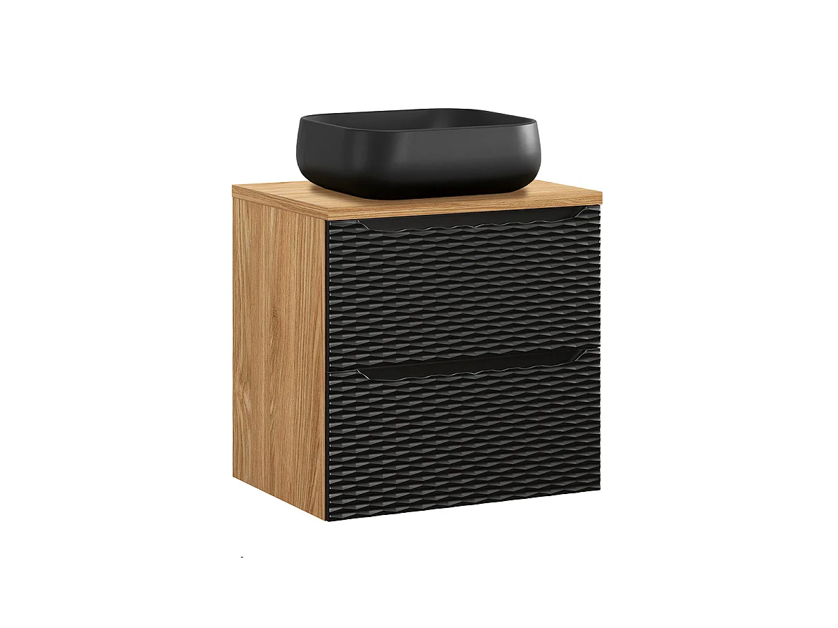 Ensemble meuble simple vasque 60cm et colonne Elora Noir et bois