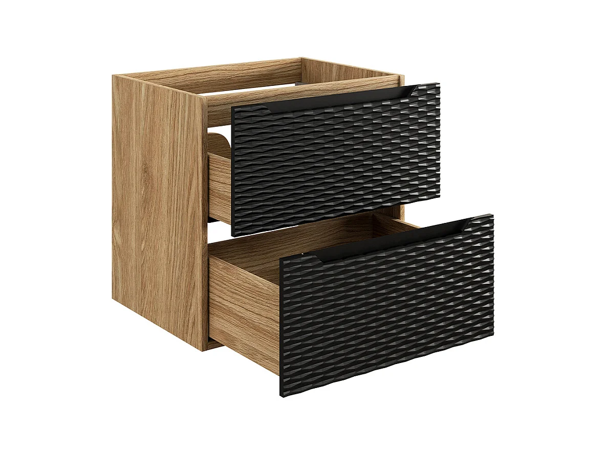 Ensemble meuble simple vasque encastrée 60cm et colonne Elora Noir et bois