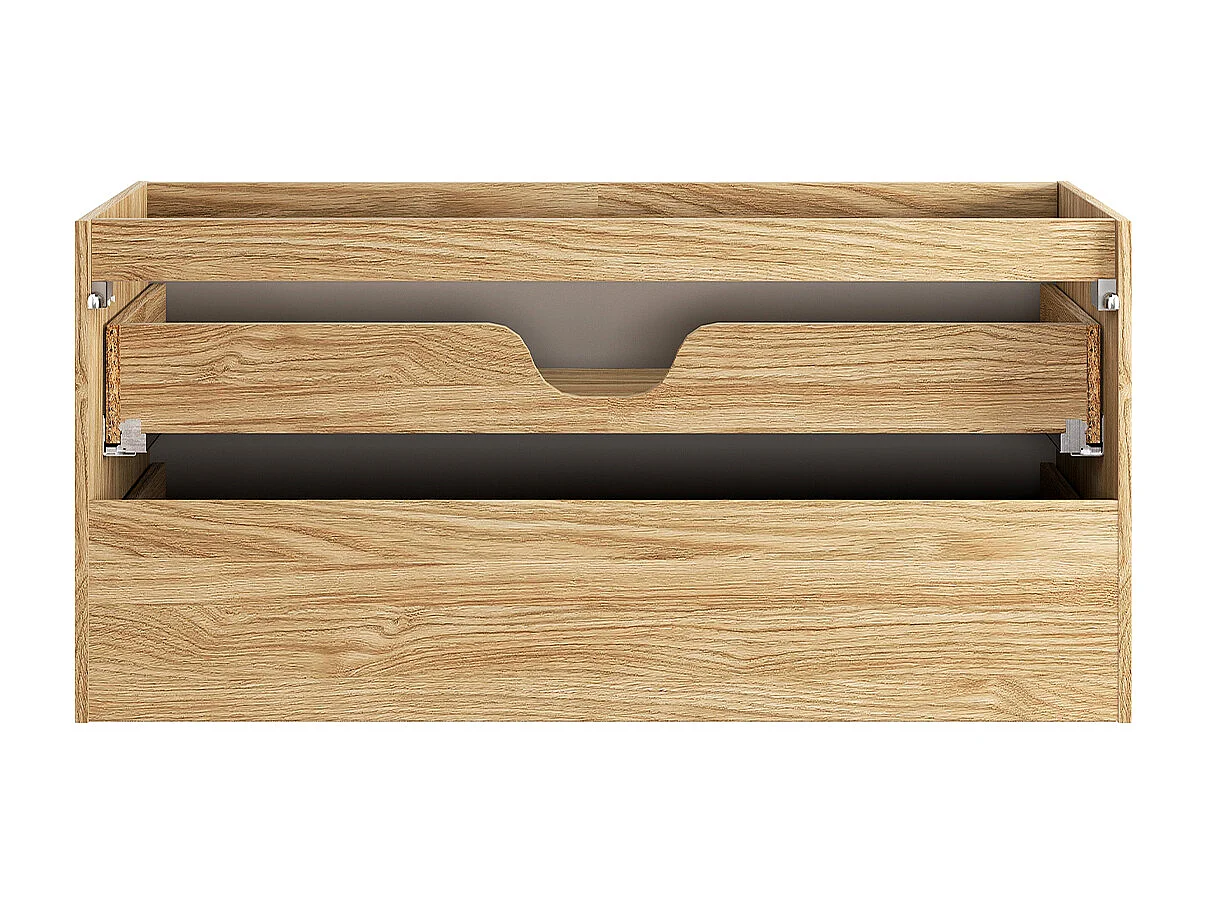Ensemble meuble simple vasque 120cm 2 tiroirs et colonne Elora Beige et bois