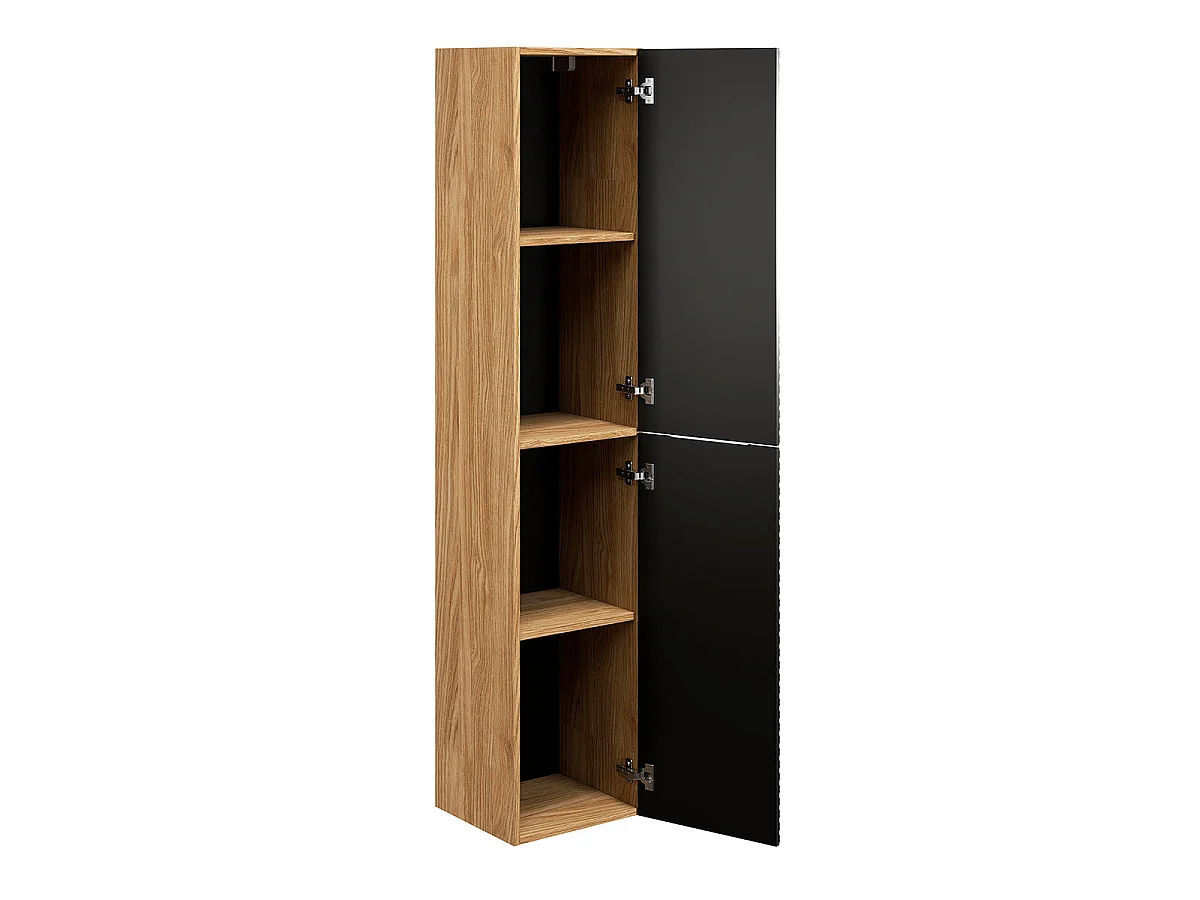Ensemble meuble double vasque 120cm 4 tiroirs et colonne Elora Noir et bois