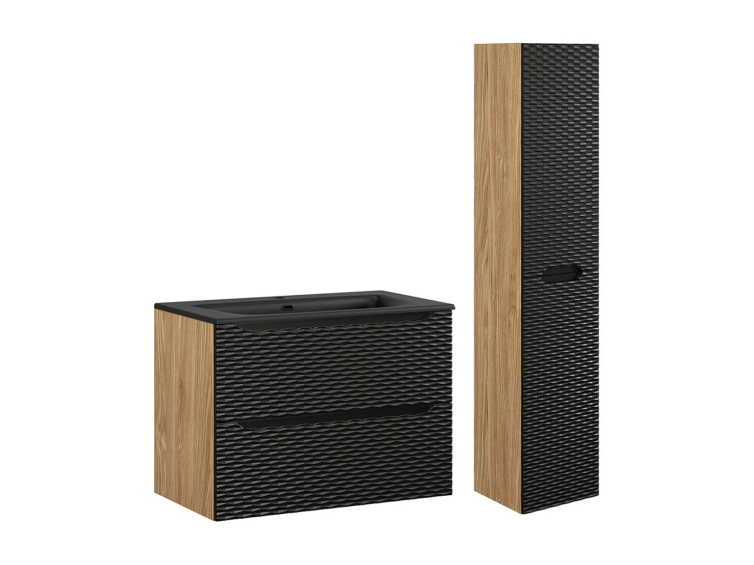 Set di mobili da bagno con lavabo Elora nero e marrone 80cm