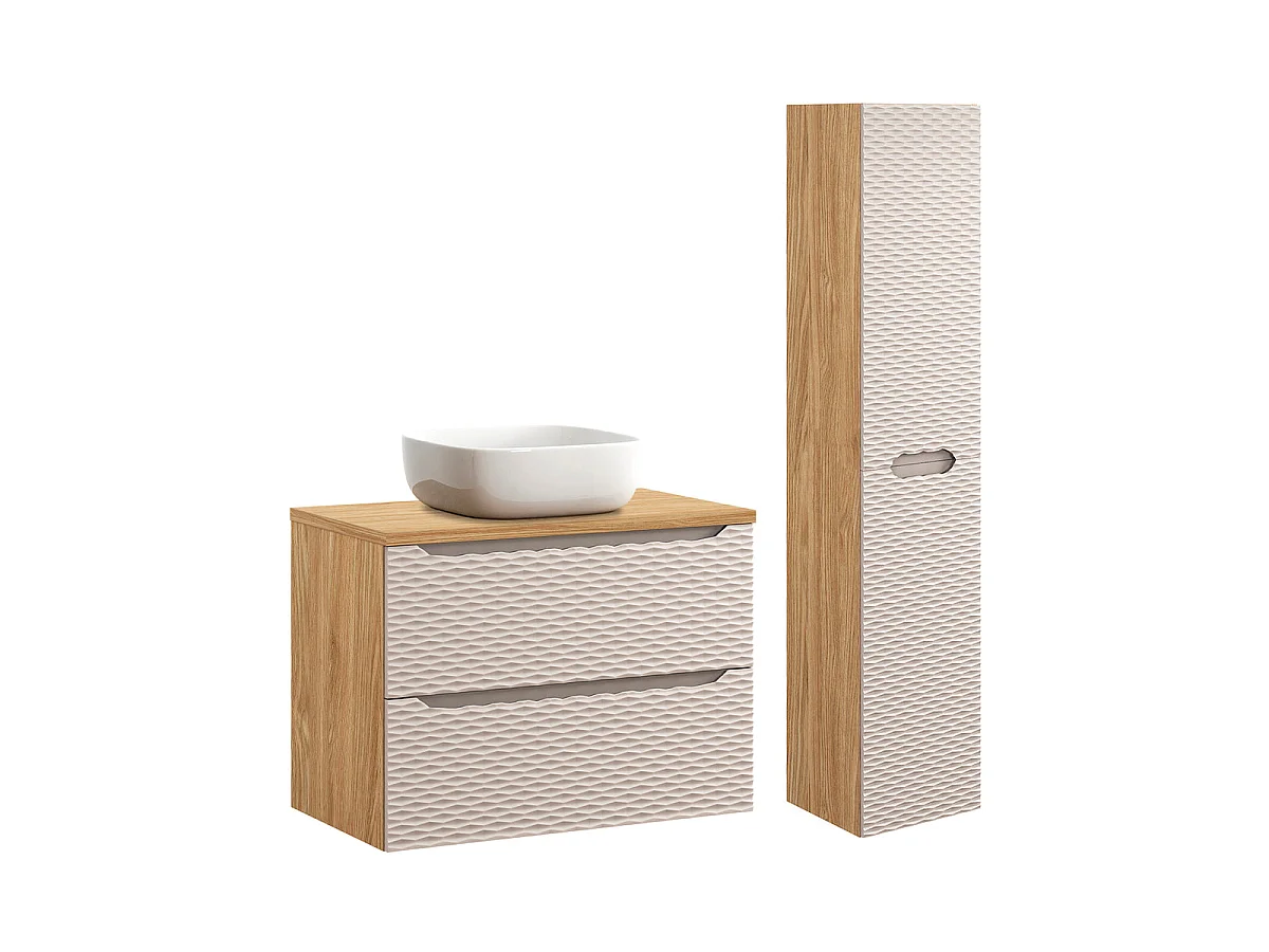 80cm wastafelmeubel en zuilenset Elora Beige en hout