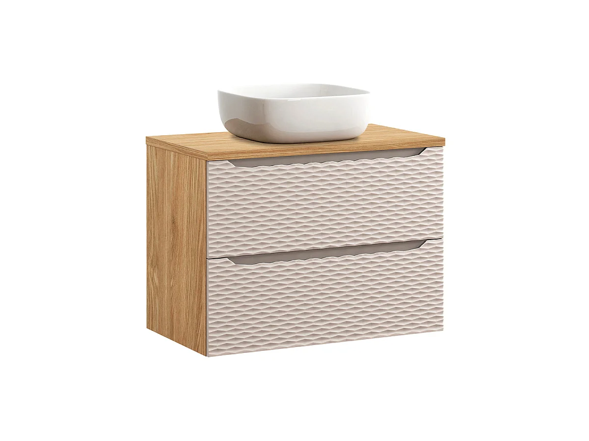 80cm wastafelmeubel en zuilenset Elora Beige en hout