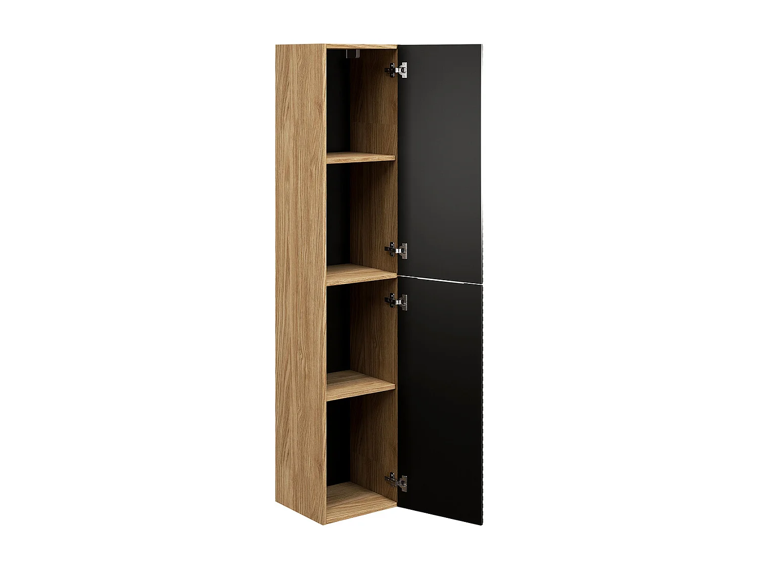 Conjunto de muebles con doble lavabo encastrado 120cm 4 cajones y columna Elora Negro y madera