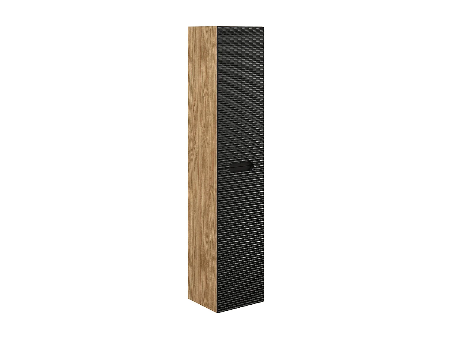 Conjunto de muebles con doble lavabo encastrado 120cm 4 cajones y columna Elora Negro y madera