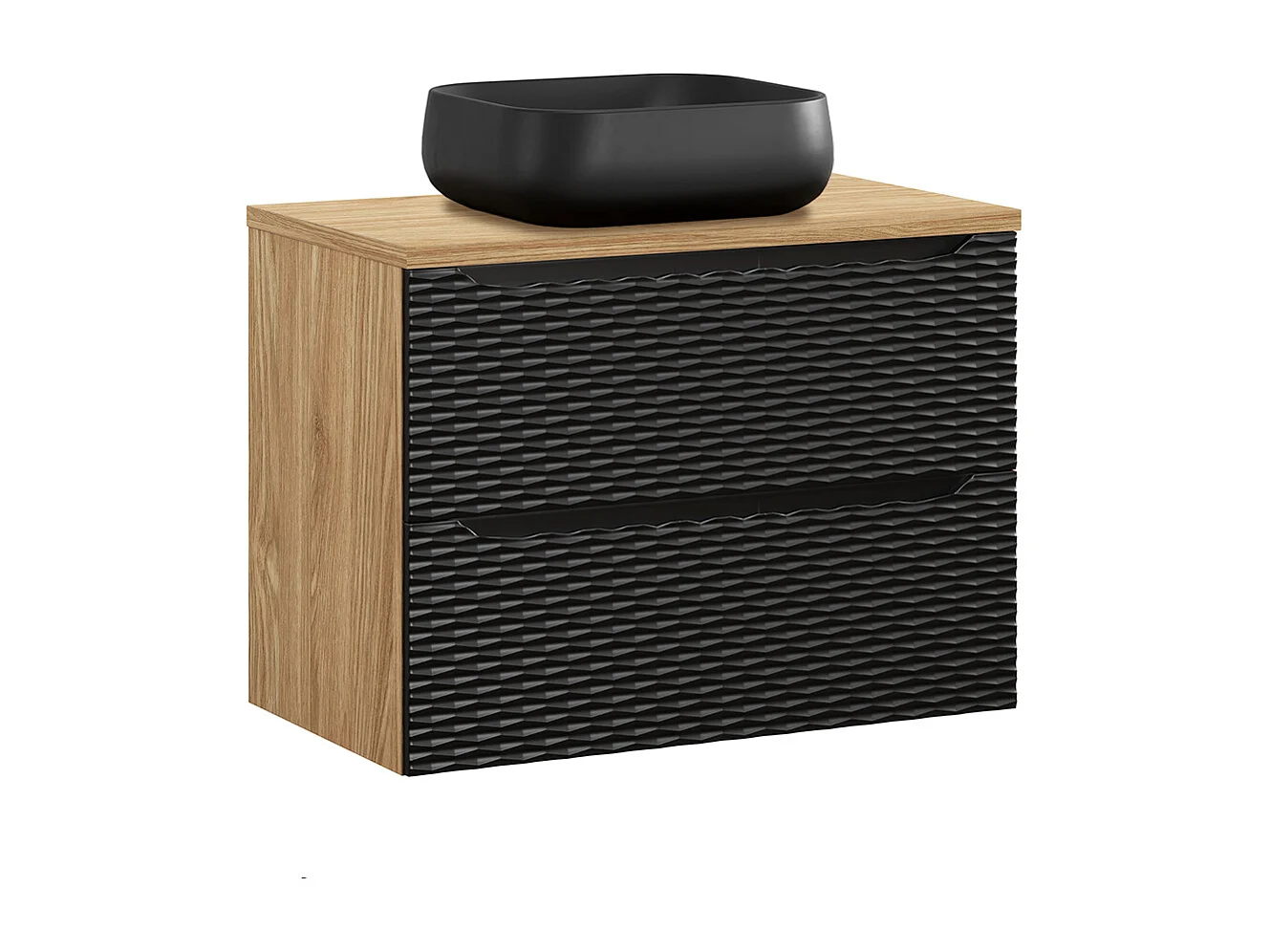 Ensemble meuble simple vasque 80cm et colonne Elora Noir et bois