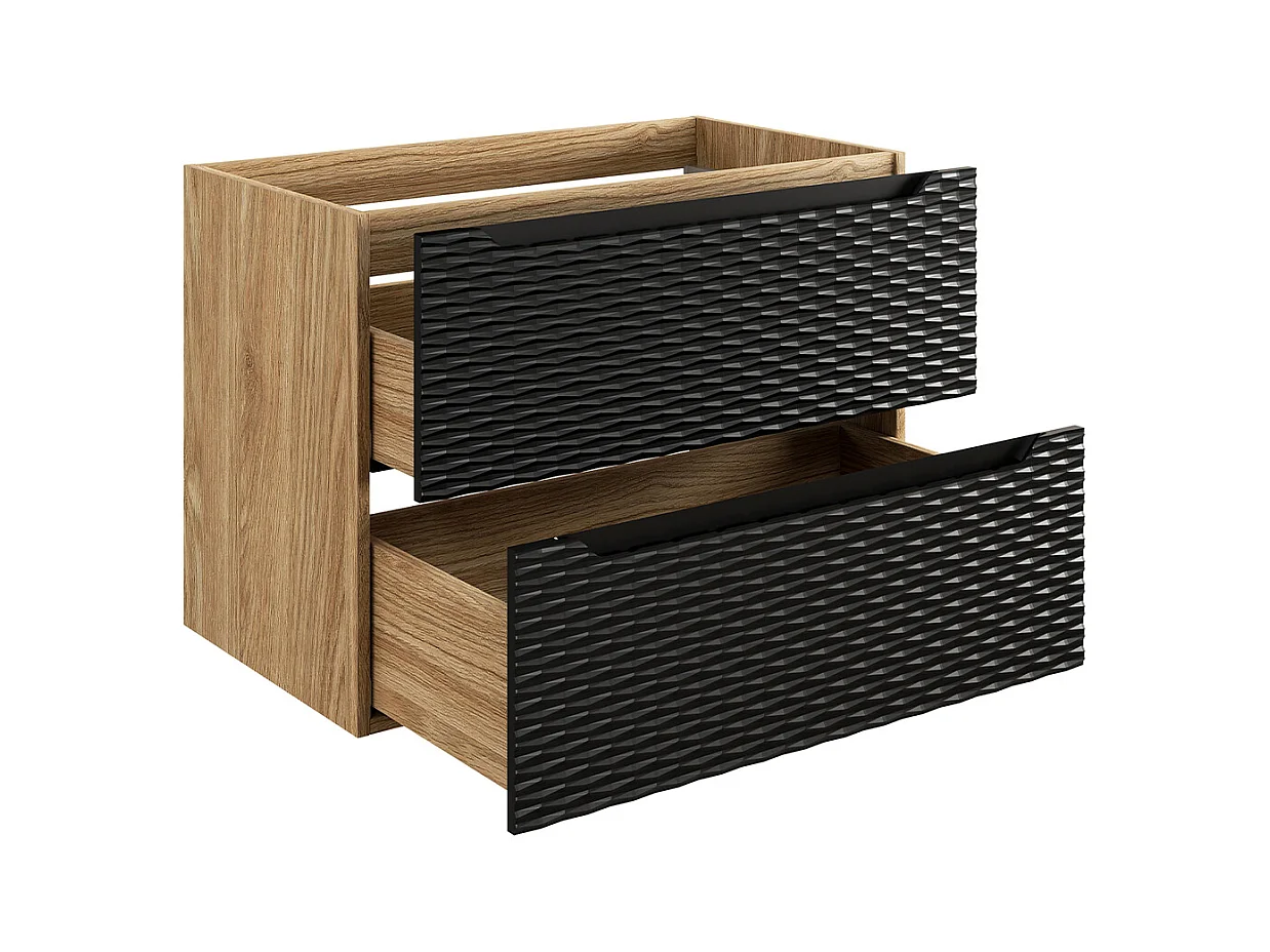 Ensemble meuble simple vasque 80cm et colonne Elora Noir et bois