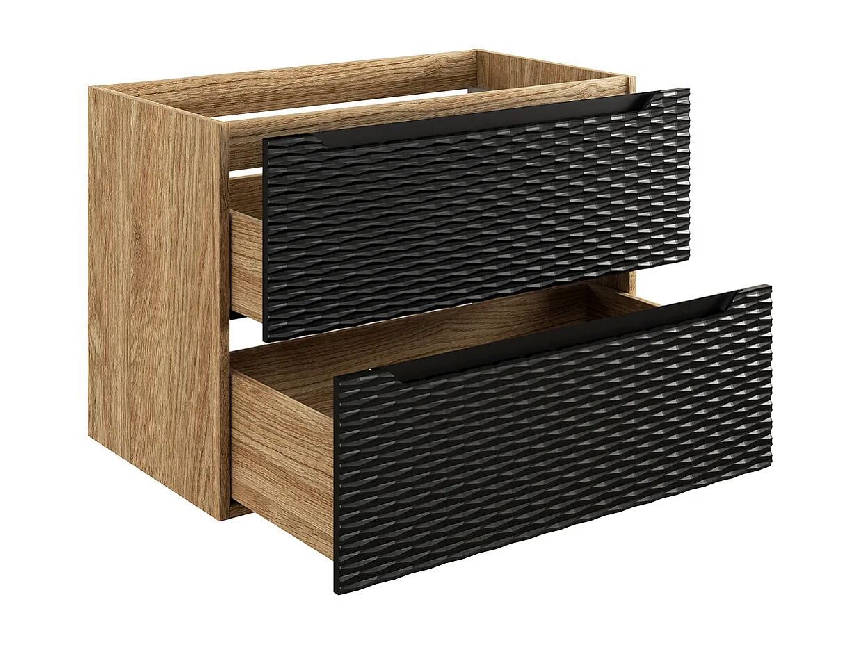 Ensemble meuble simple vasque 80cm et colonne Elora Noir et bois