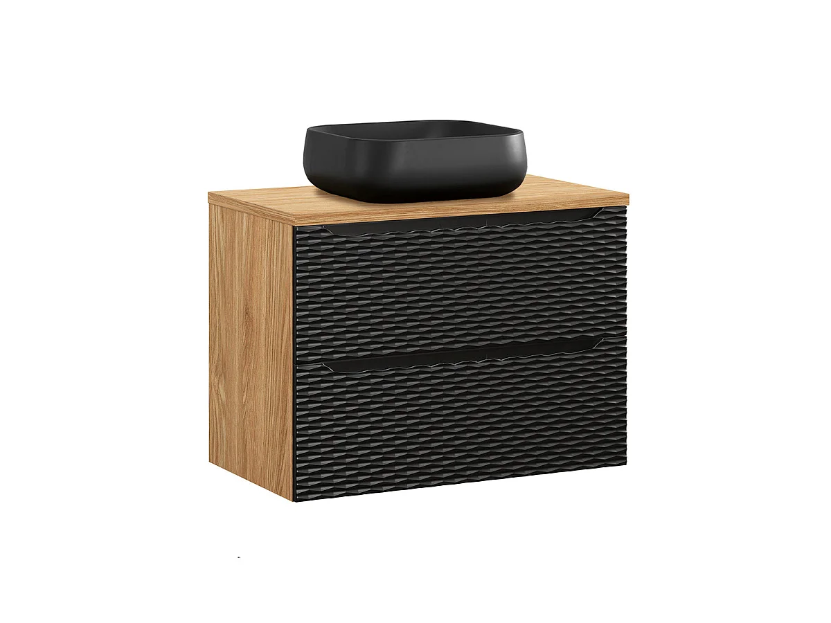 Ensemble meuble simple vasque 80cm et colonne Elora Noir et bois