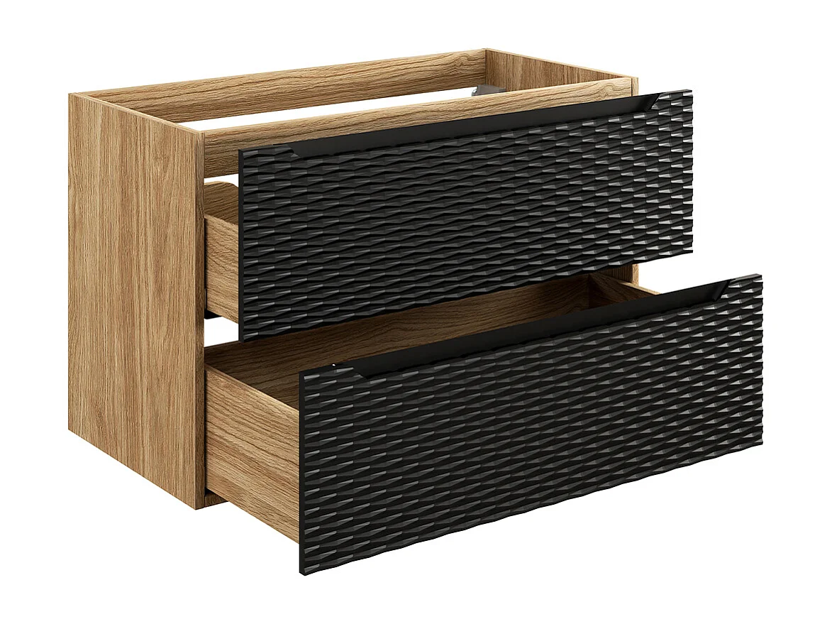 Ensemble meuble simple vasque 90cm et colonne Elora Noir et bois