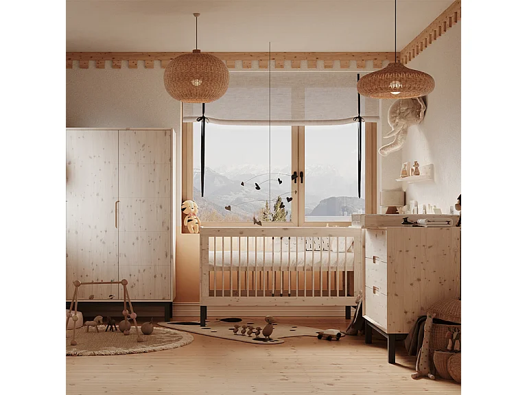 Lit évolutif 70x140 Country Bois blanchi