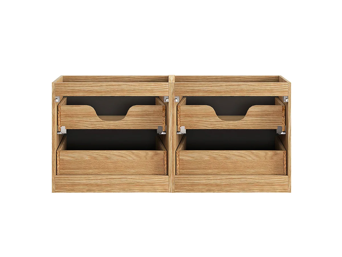 Meuble double vasque 120cm 4 tiroirs Elora Noir et bois