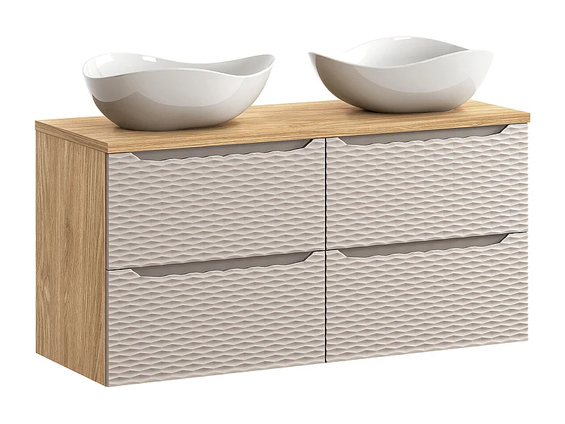 Mueble doble lavabo 120cm 4 cajones Elora Beige y madera Cloud