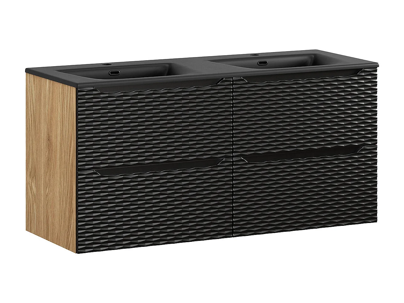 Mobile bagno doppio lavabo Elora nero e marrone 120cm