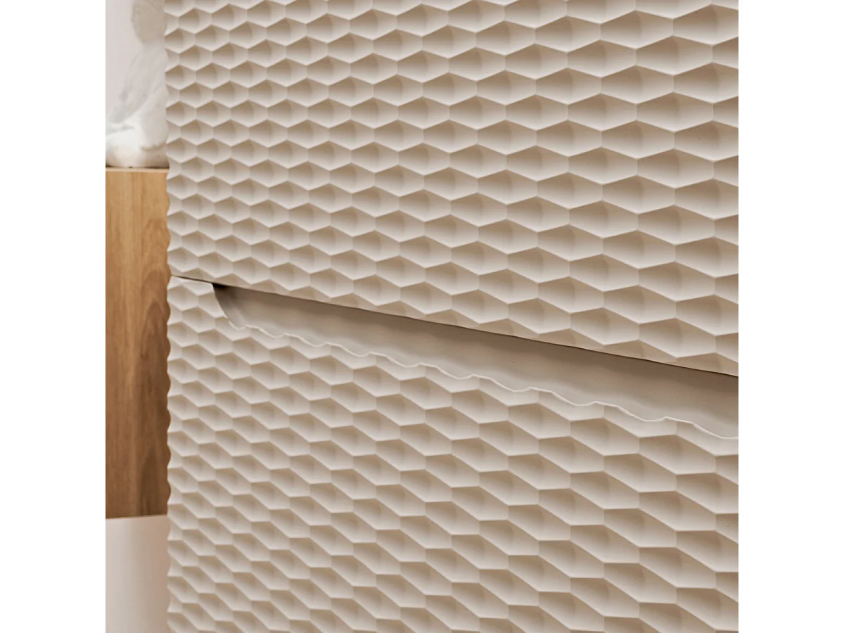 Meuble double vasque 120cm 4 tiroirs Elora Beige et bois