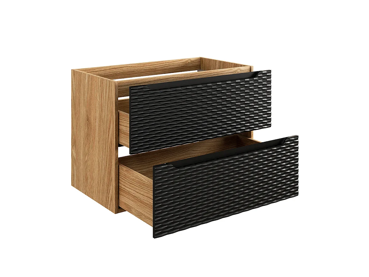 Meuble simple vasque 80cm Elora Noir et bois