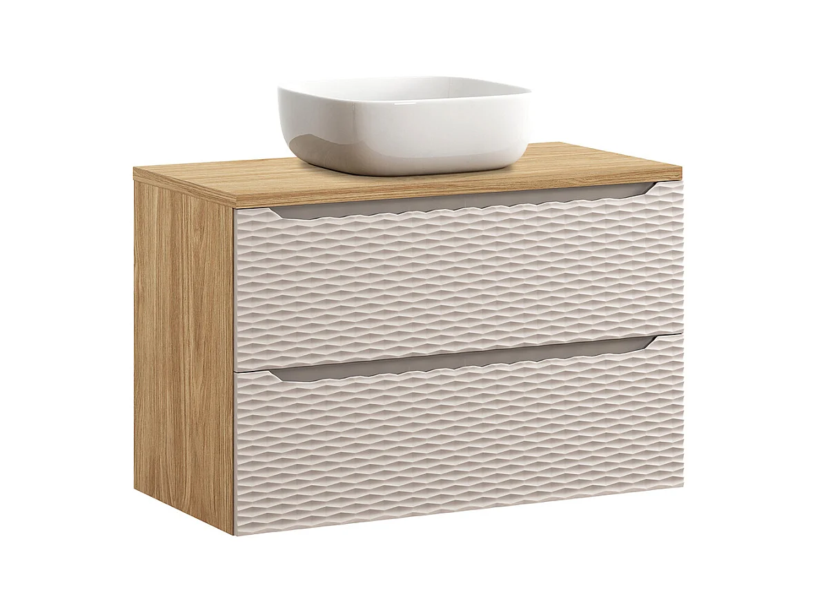 Meuble simple vasque 90cm Elora Beige et bois