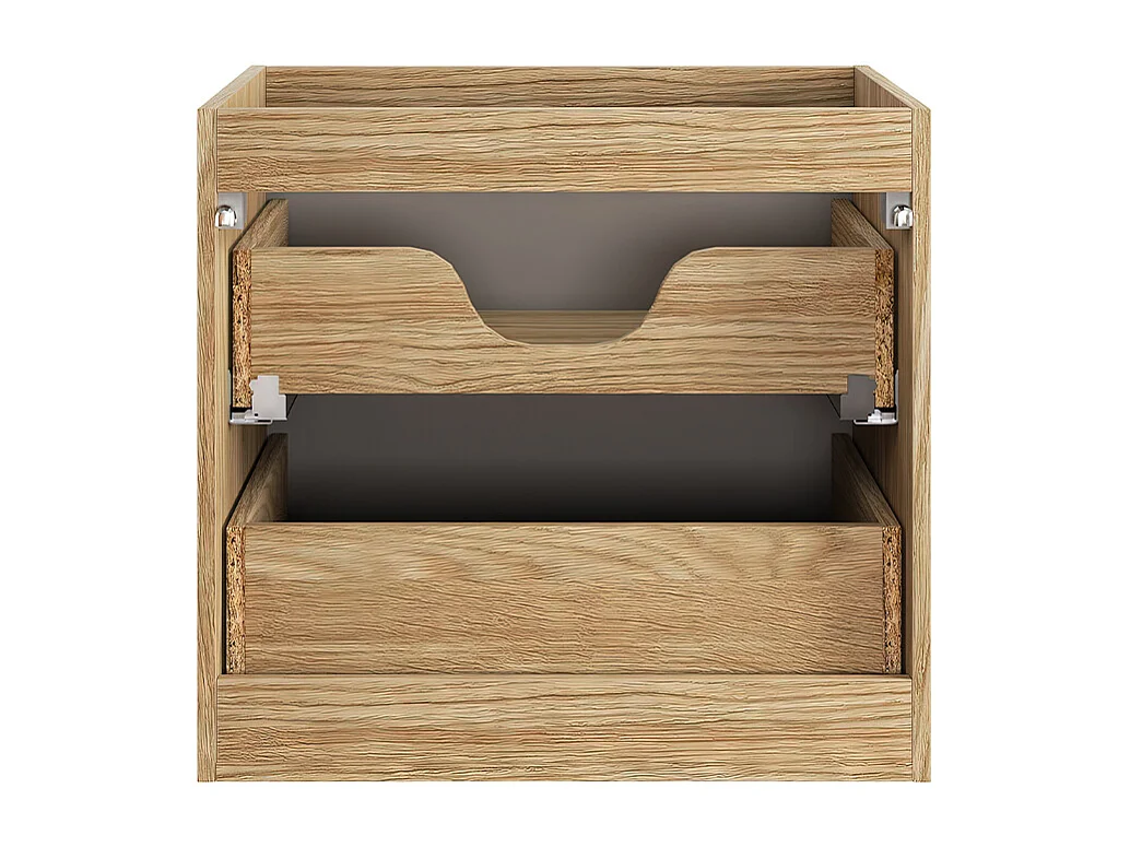 Meuble simple vasque encastrée 60cm Elora Beige et bois