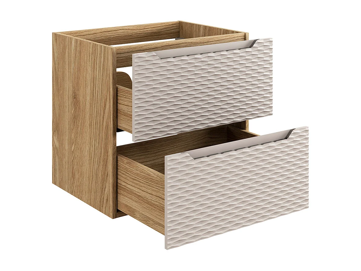 Elora Beige en hout enkel wastafelmeubel met inzet 60cm