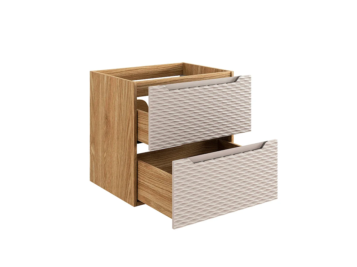 Meuble simple vasque encastrée 60cm Elora Beige et bois