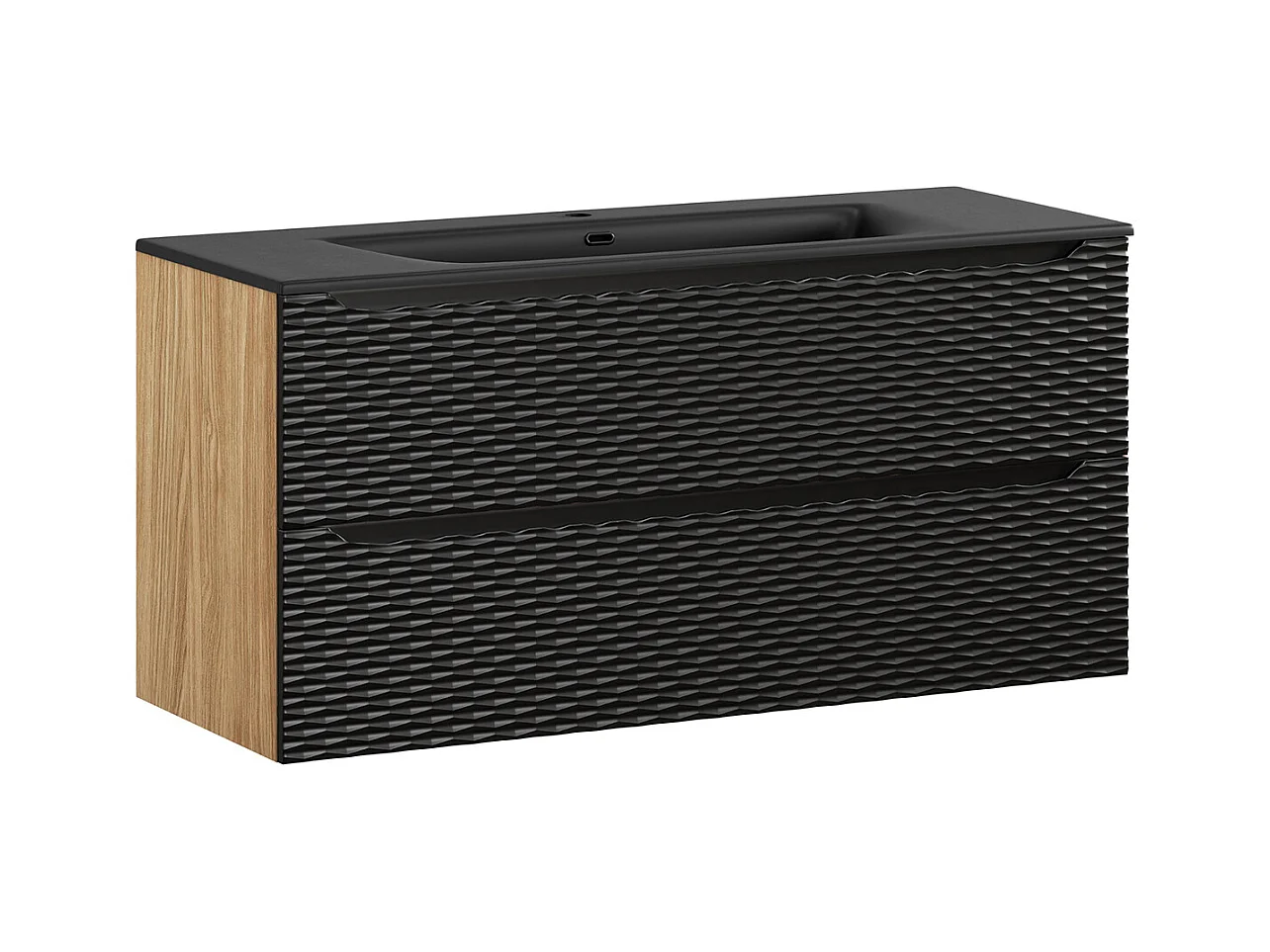 Mobile bagno con lavabo Elora nero e marrone 120cm