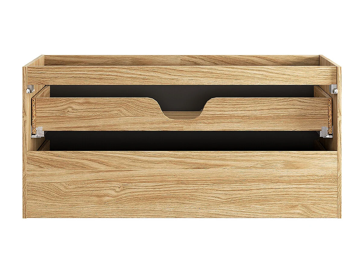 Mueble lavabo individual encastrado 120cm 2 cajones Elora Negro y madera