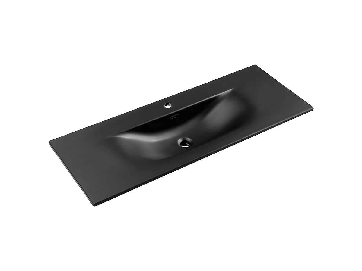 Elora Zwart en hout enkele wastafel 120cm 2 lades