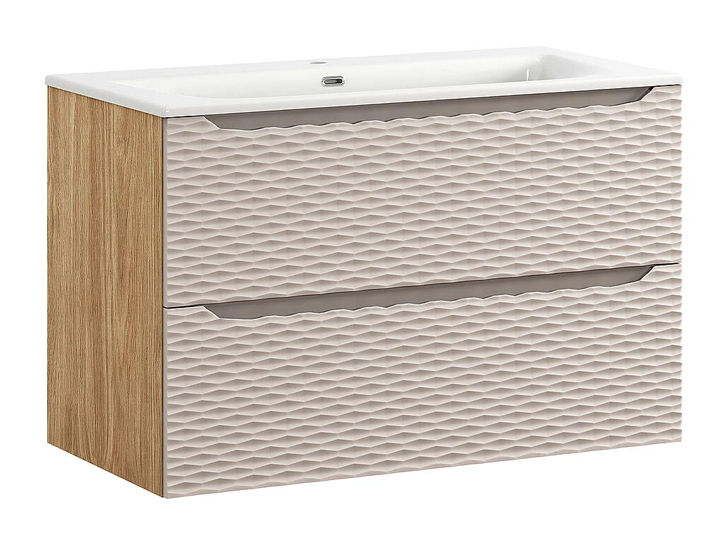 Elora Underskåp i beige och trä med infällt handfat 90cm