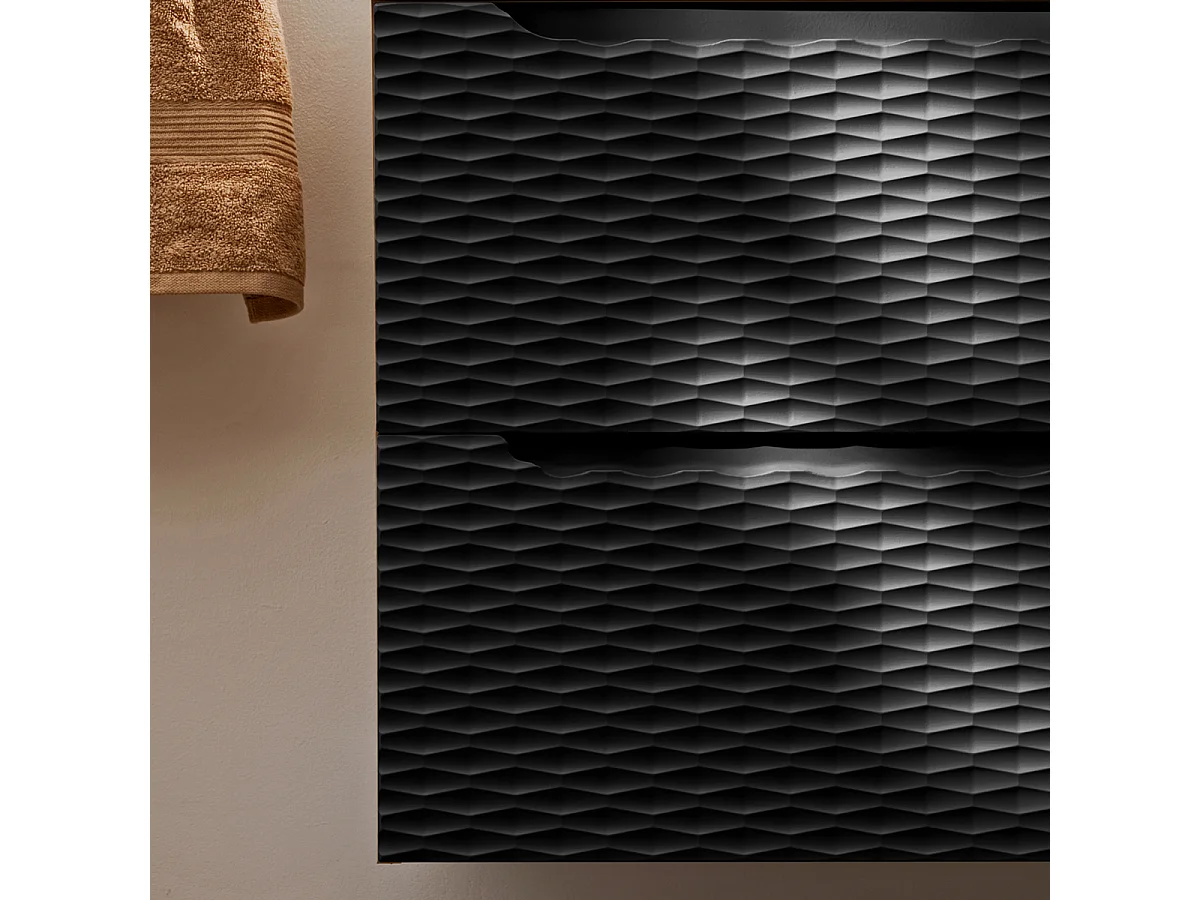 Elora enkele wastafel met inzet links 90cm Zwart en hout