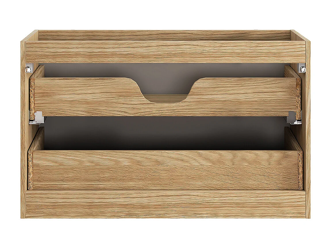 Elora Beige en hout enkel wastafelmeubel met rechte inbouwwastafel 90cm