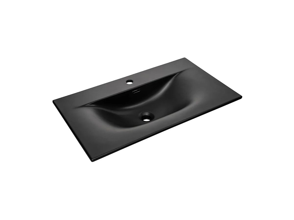 Meuble simple vasque encastrée 80cm Elora Noir et bois