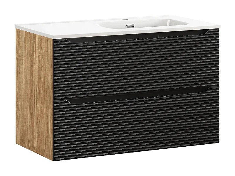 Mobile bagno con lavabo Elora nero e marrone droite