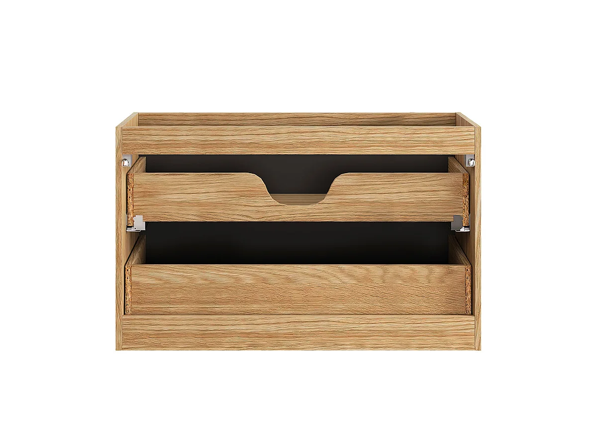 Mobiletto singolo Elora nero e legno con lavabo incassato destro 90 cm