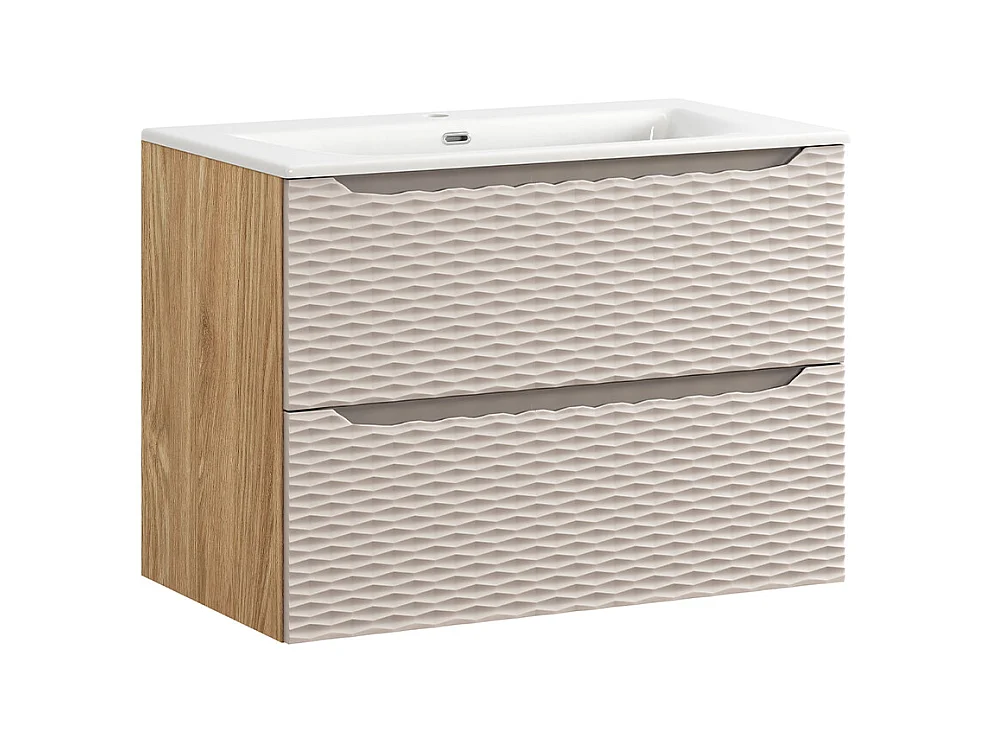 Elora Beige en hout 80cm enkele wastafel