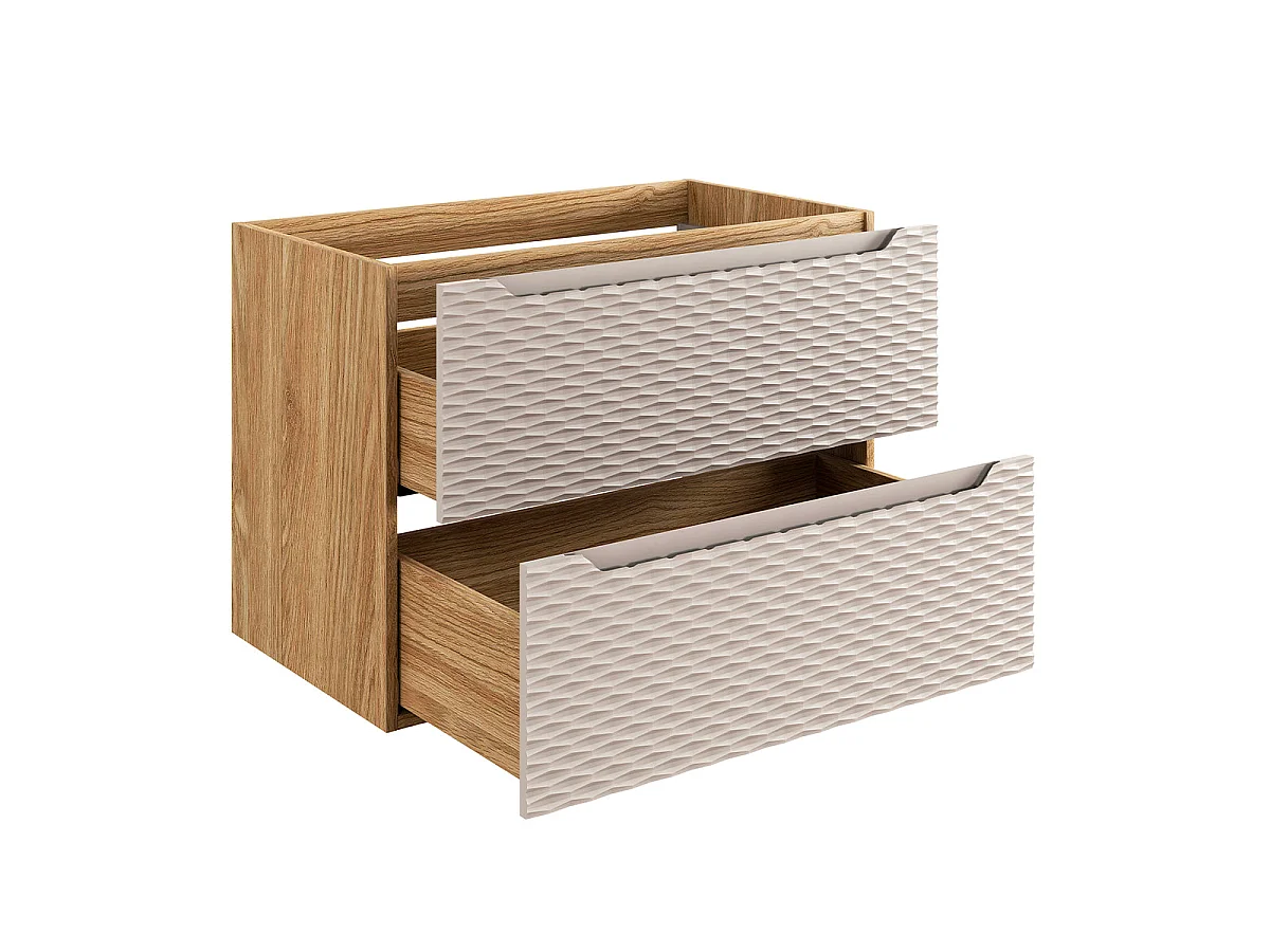 Meuble simple vasque encastrée 80cm Elora Beige et bois