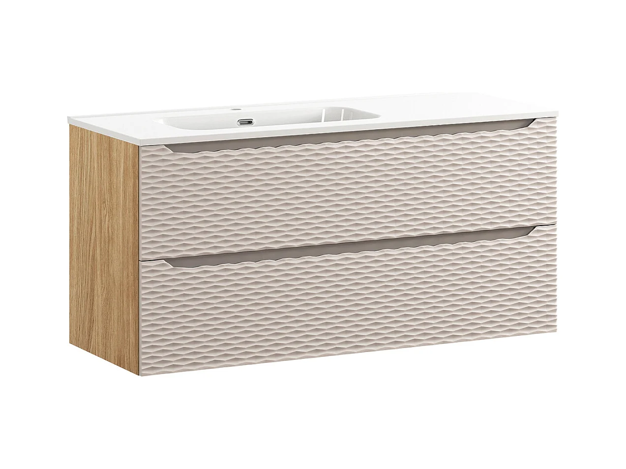 Elora Beige en houten wastafelmeubel, links 120cm, 2 laden