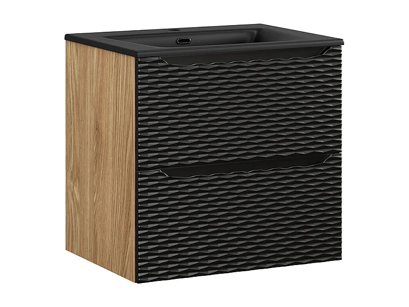 Mobile bagno con lavabo Elora nero e marrone 60cm