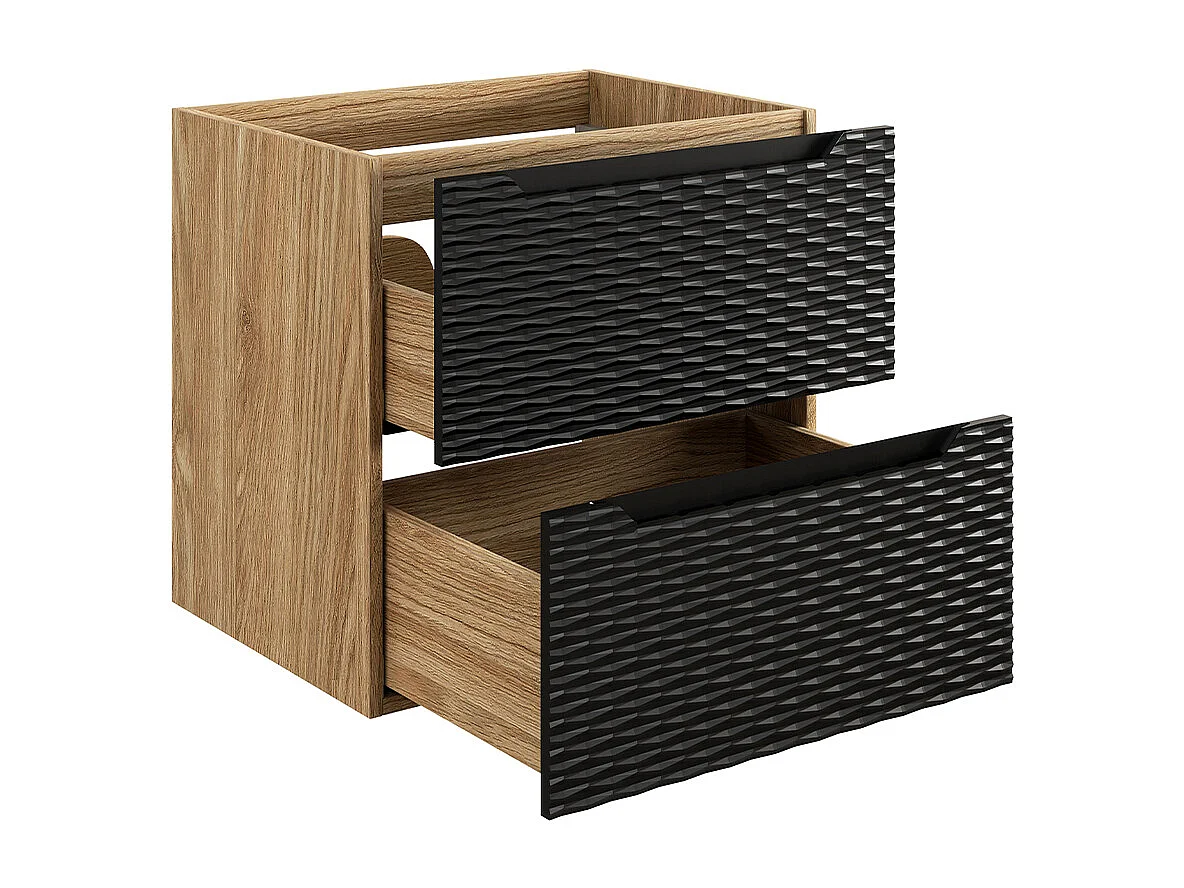Meuble simple vasque encastrée 60cm Elora Noir et bois