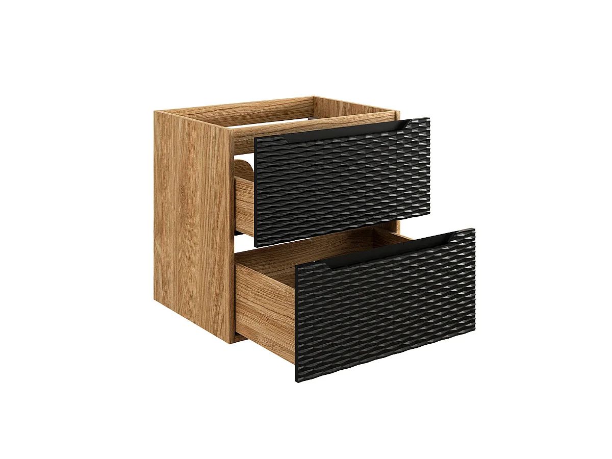 Meuble simple vasque encastrée 60cm Elora Noir et bois